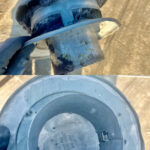 Before and after air duct cleaning showing heavy dust removal