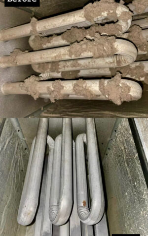 Before and after air duct cleaning comparison