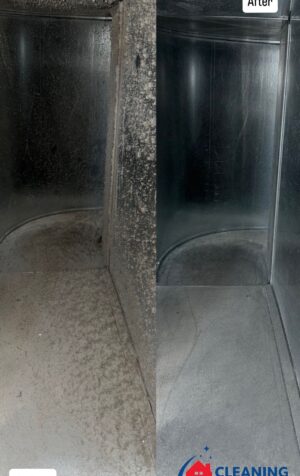HVAC duct corner before and after deep cleaning service
