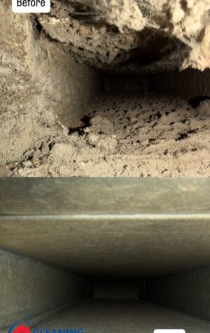 before and after air duct cleaning showing blocked to clear airflow
