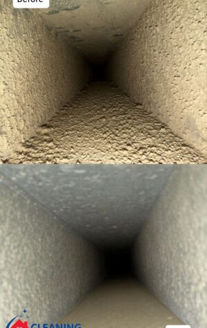 dirty vs clean air duct interior after professional HVAC cleaning service