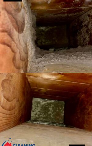 dust buildup inside an HVAC air duct